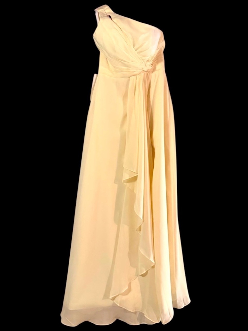 Butter Yellow Chiffon One-Shoulder Dress NWT